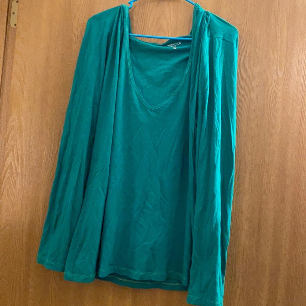 Old Navy Green Long Sleeve Hooded Shirt